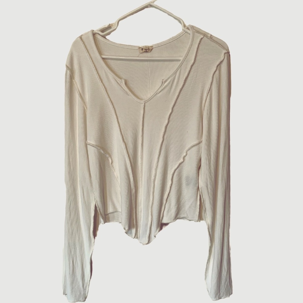 POL knit ribbed top in cream